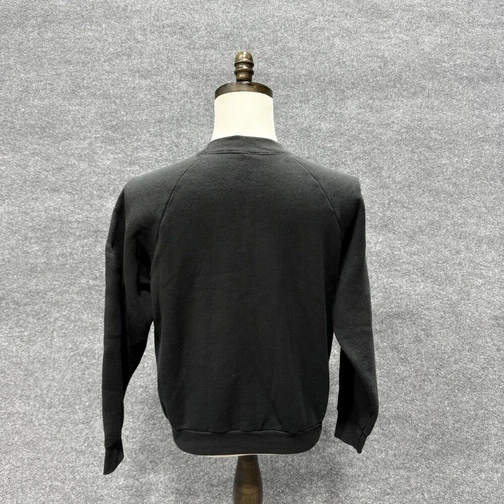 Vintage Fruit of the Loom Sweatshirt Mens Medium Black Made USA Raglan Crewneck